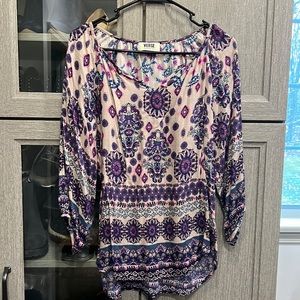 Verse, boho, 3/4 length sleeve blouse, rayon